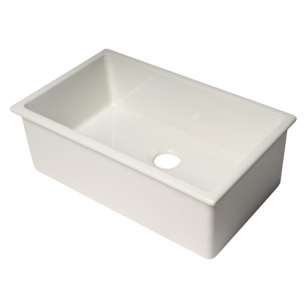 ALFI brand AB3018UD-W 30" White Undermount / Drop In Fireclay Kitchen Sink