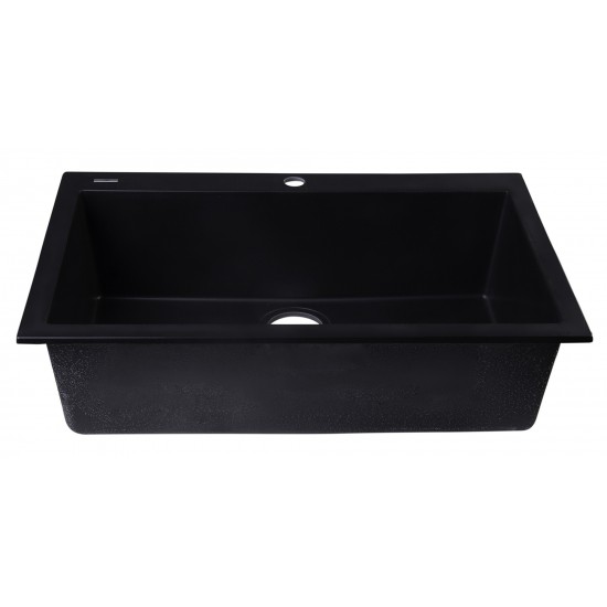 ALFI brand Black 30" Drop-In Single Bowl Granite Composite Kitchen Sink