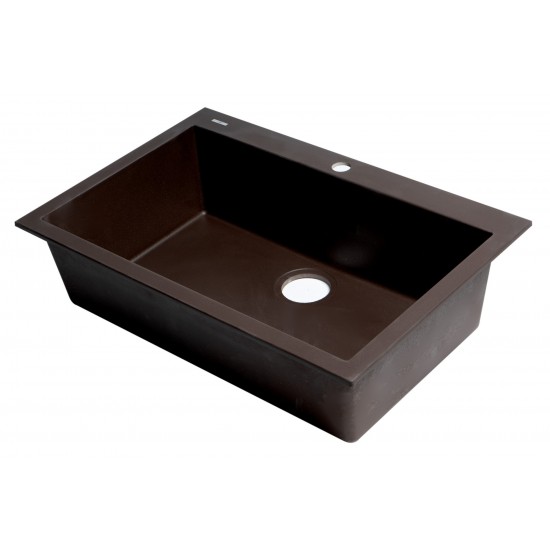 ALFI brand Chocolate 30" Drop-In Single Bowl Granite Composite Kitchen Sink