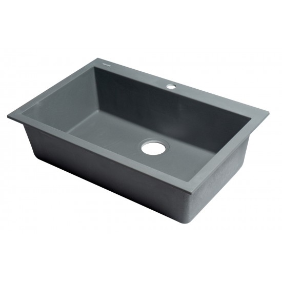 ALFI brand Titanium 30" Drop-In Single Bowl Granite Composite Kitchen Sink