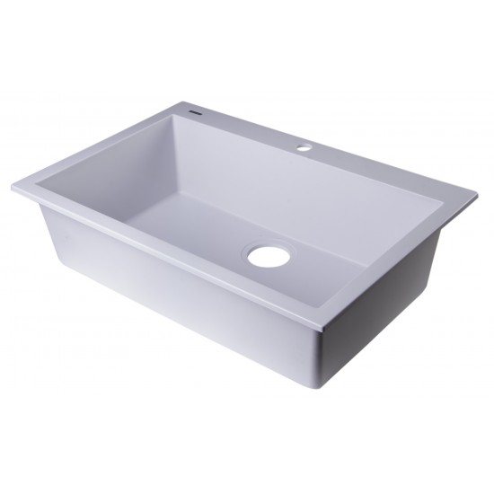 ALFI brand White 30" Drop-In Single Bowl Granite Composite Kitchen Sink