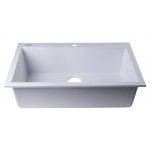 ALFI brand White 30" Drop-In Single Bowl Granite Composite Kitchen Sink