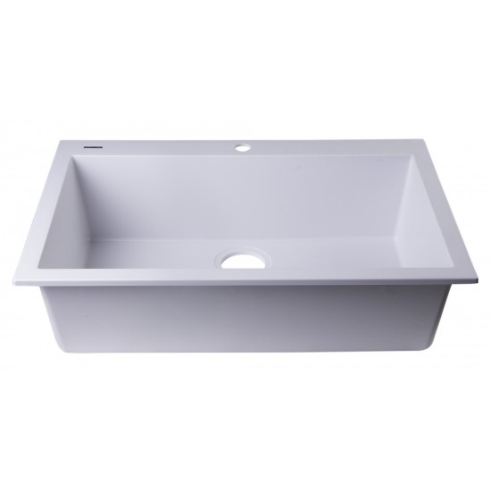 ALFI brand White 30" Drop-In Single Bowl Granite Composite Kitchen Sink