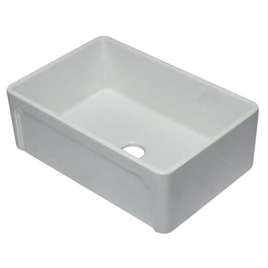 ALFI brand 30 inch White Reversible Single Fireclay Farmhouse Kitchen Sink