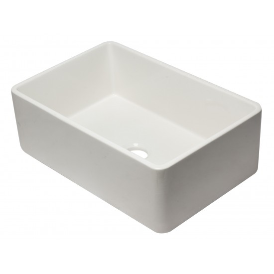 ALFI brand 30 inch White Reversible Single Fireclay Farmhouse Kitchen Sink