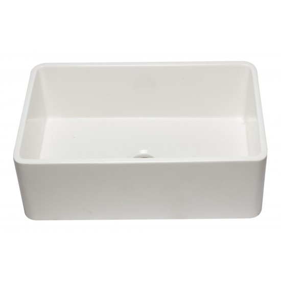 ALFI brand 30 inch White Reversible Single Fireclay Farmhouse Kitchen Sink