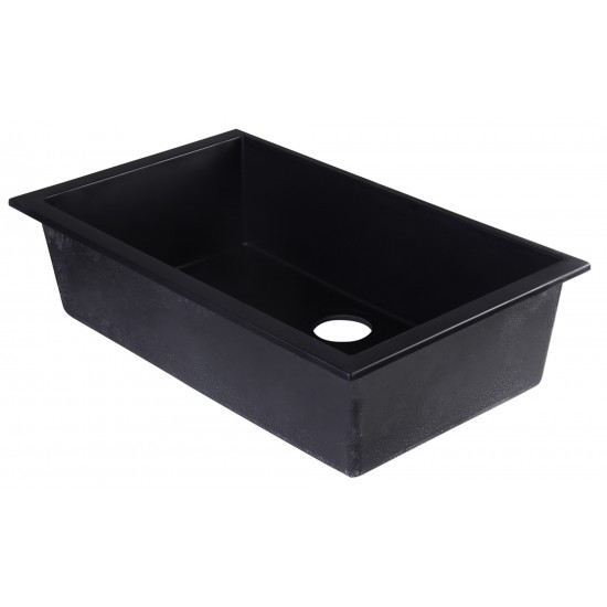 ALFI brand Black 30" Undermount Single Bowl Granite Composite Kitchen Sink