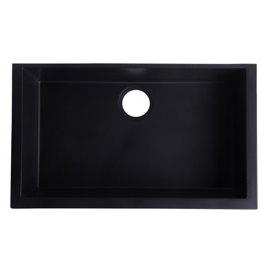 ALFI brand Black 30" Undermount Single Bowl Granite Composite Kitchen Sink