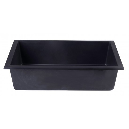 ALFI brand Black 30" Undermount Single Bowl Granite Composite Kitchen Sink
