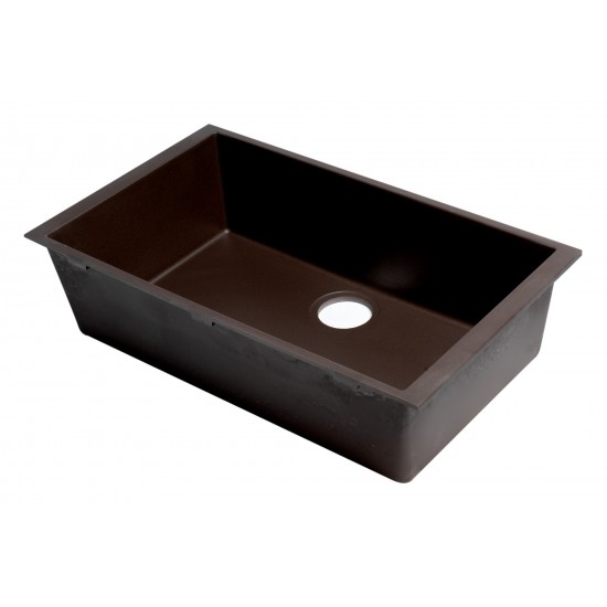 ALFI brand Chocolate 30" Undermount Single Bowl Granite Composite Kitchen Sink