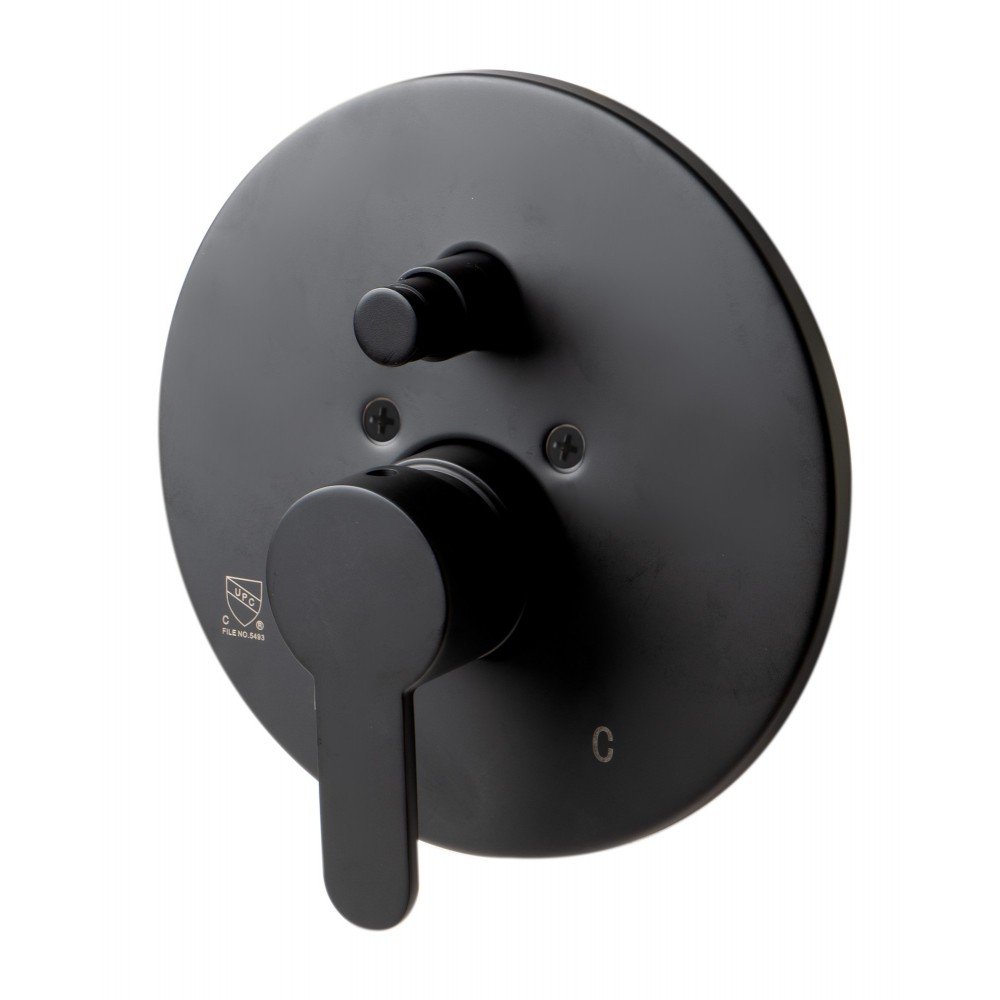 ALFI brand Black Matte Shower Valve with Rounded Lever Handle and Diverter