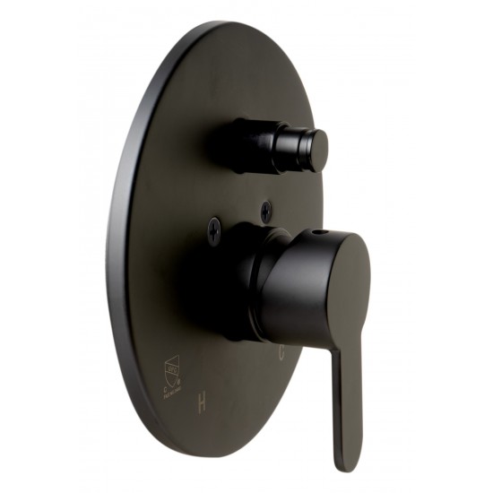 ALFI brand Black Matte Shower Valve with Rounded Lever Handle and Diverter