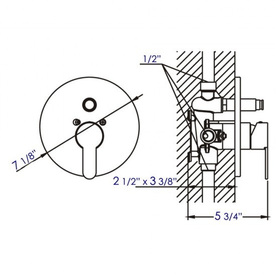 ALFI brand Black Matte Shower Valve with Rounded Lever Handle and Diverter