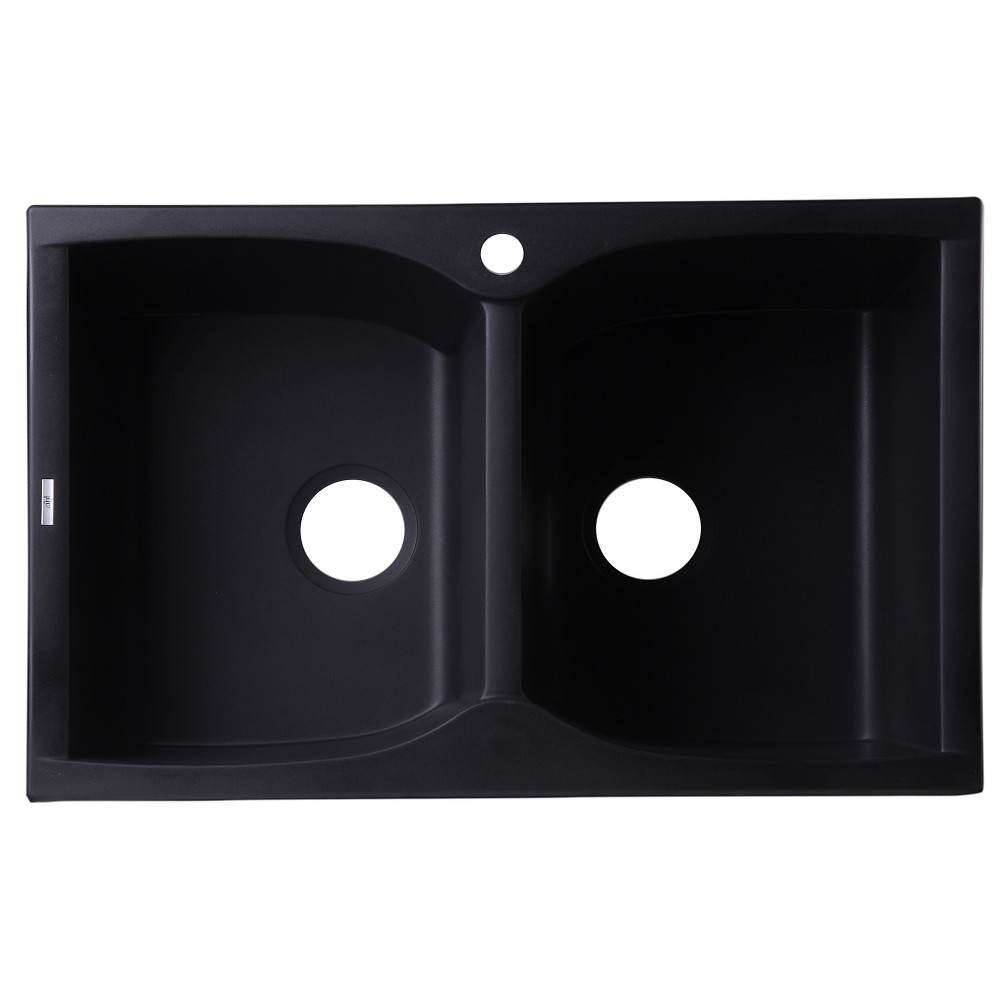 ALFI brand Black 32" Drop-In Double Bowl Granite Composite Kitchen Sink ALFI brand Black 32" Drop-In Double Bowl Granite Composite Kitchen Sink