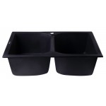 ALFI brand Black 32" Drop-In Double Bowl Granite Composite Kitchen Sink