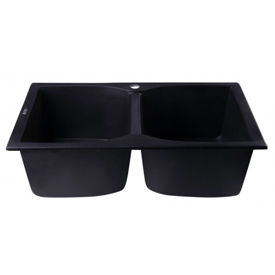 ALFI brand Black 32" Drop-In Double Bowl Granite Composite Kitchen Sink
