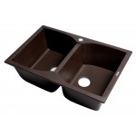 ALFI brand Chocolate 32" Drop-In Double Bowl Granite Composite Kitchen Sink