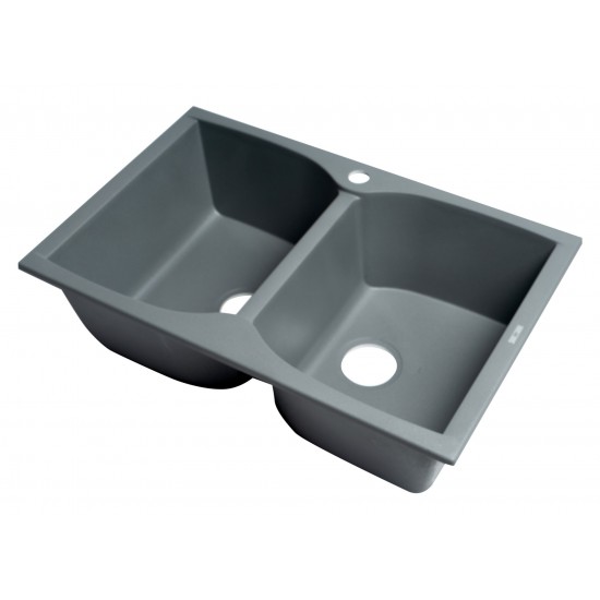 ALFI brand Titanium 32" Drop-In Double Bowl Granite Composite Kitchen Sink