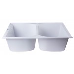 ALFI brand White 32" Drop-In Double Bowl Granite Composite Kitchen Sink