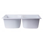 ALFI brand White 32" Drop-In Double Bowl Granite Composite Kitchen Sink