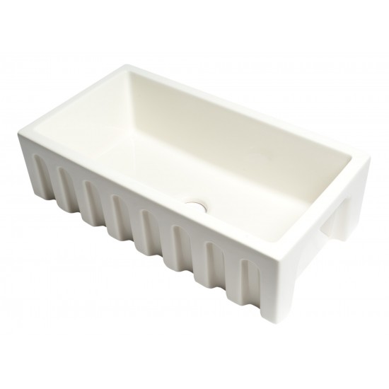 ALFI brand Biscuit 33" x 18" Reversible Fluted / Smooth Fireclay Farm Sink