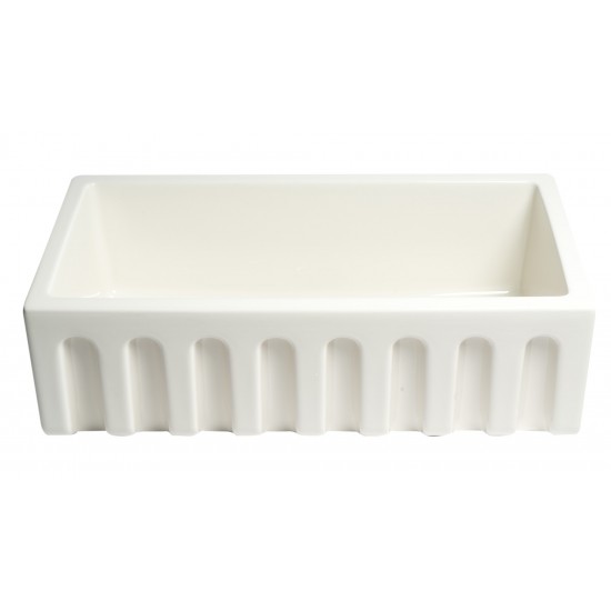 ALFI brand Biscuit 33" x 18" Reversible Fluted / Smooth Fireclay Farm Sink