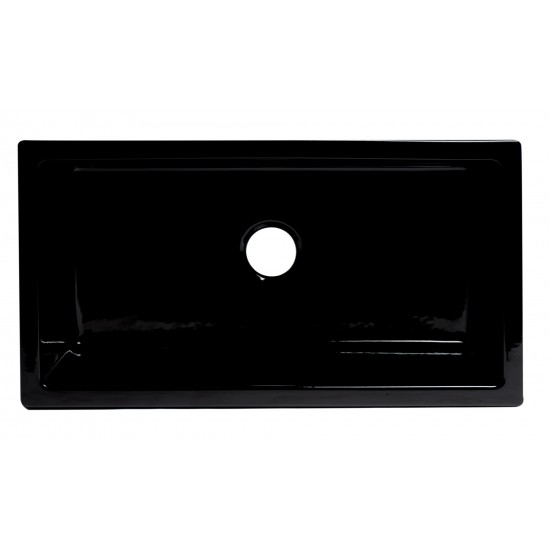 ALFI brand Black Gloss 33" x 18" Reversible Fluted / Smooth Fireclay Farm Sink