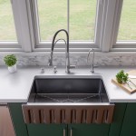 ALFI brand Black Gloss 33" x 18" Reversible Fluted / Smooth Fireclay Farm Sink