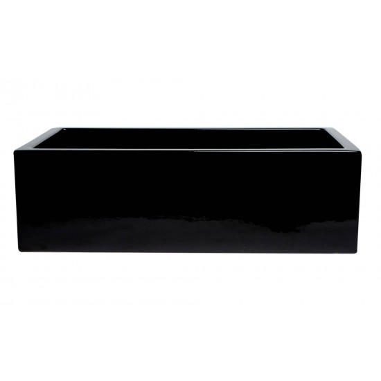 ALFI brand Black Gloss 33" x 18" Reversible Fluted / Smooth Fireclay Farm Sink