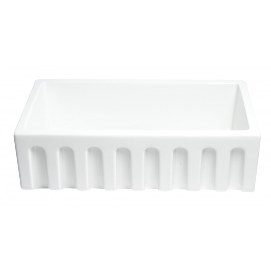 ALFI brand 33" x 18" Reversible Fluted / Smooth Single Bowl Fireclay Farm Sink