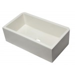 ALFI brand 33" Biscuit Smooth Solid Thick Wall Fireclay Single Bowl Farm Sink