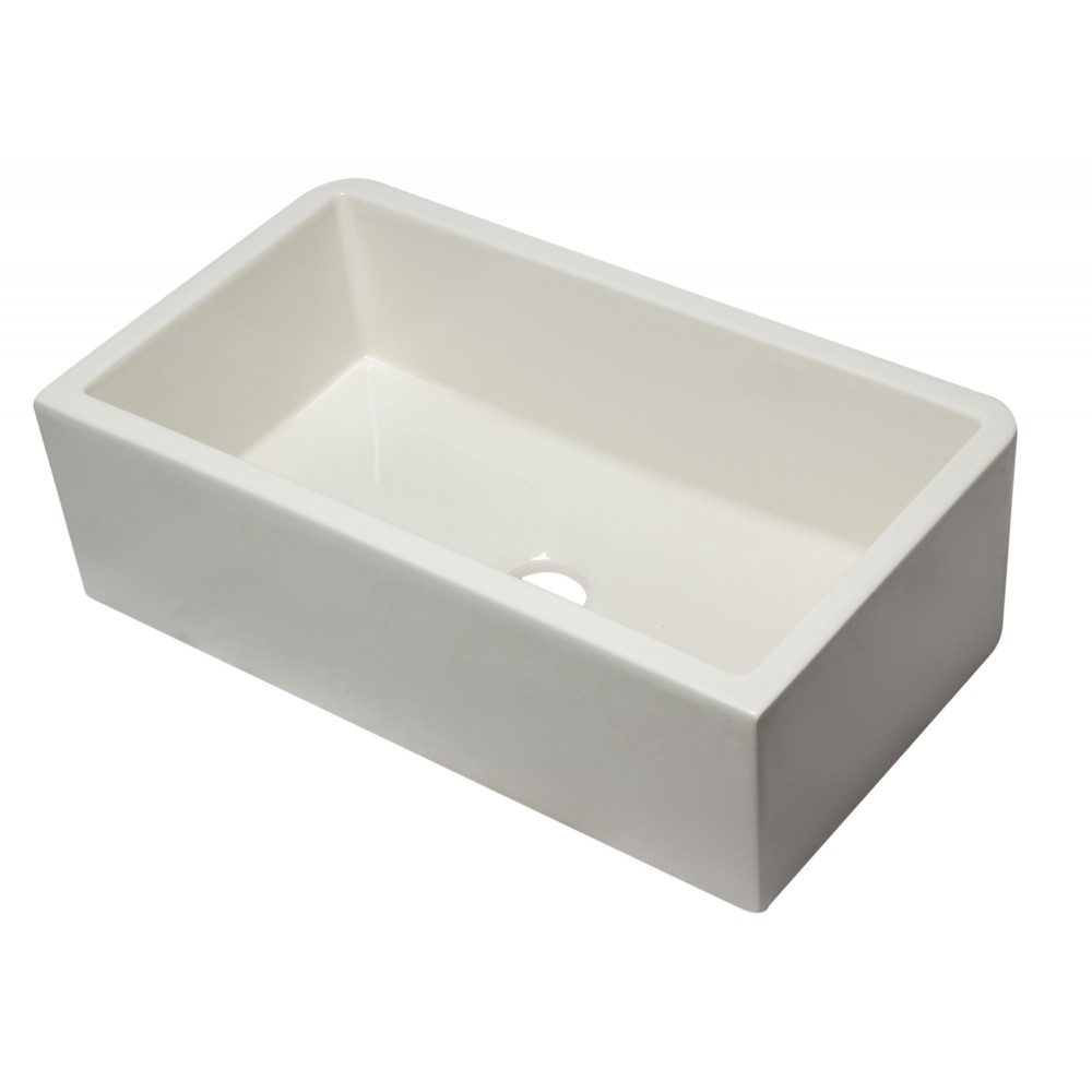 ALFI brand 33" Biscuit Smooth Solid Thick Wall Fireclay Single Bowl Farm Sink