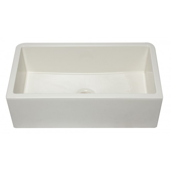 ALFI brand 33" Biscuit Smooth Solid Thick Wall Fireclay Single Bowl Farm Sink