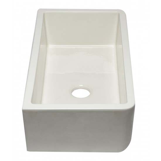 ALFI brand 33" Biscuit Smooth Solid Thick Wall Fireclay Single Bowl Farm Sink