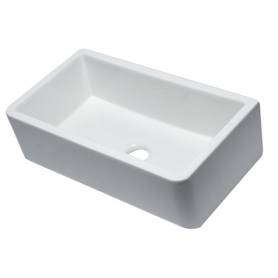 ALFI brand 33" Smooth Apron Solid Thick Wall Fireclay Single Bowl Farm Sink