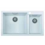 ALFI brand White 34" Double Bowl Drop In Granite Composite Kitchen Sink