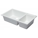 ALFI brand White 34" Double Bowl Drop In Granite Composite Kitchen Sink