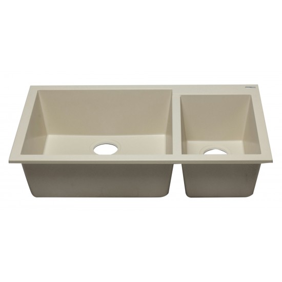 ALFI brand Biscuit 34" Double Bowl Undermount Granite Composite Kitchen Sink