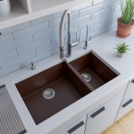 ALFI brand Chocolate 34" Double Bowl Undermount Granite Composite Kitchen Sink