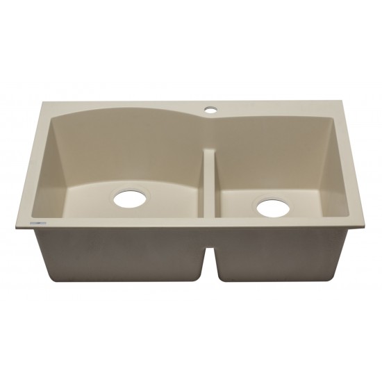 ALFI brand Biscuit 33" Double Bowl Drop In Granite Composite Kitchen Sink