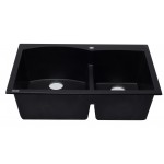 ALFI brand Black 33" Double Bowl Drop In Granite Composite Kitchen Sink