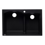 ALFI brand Black 33" Double Bowl Drop In Granite Composite Kitchen Sink