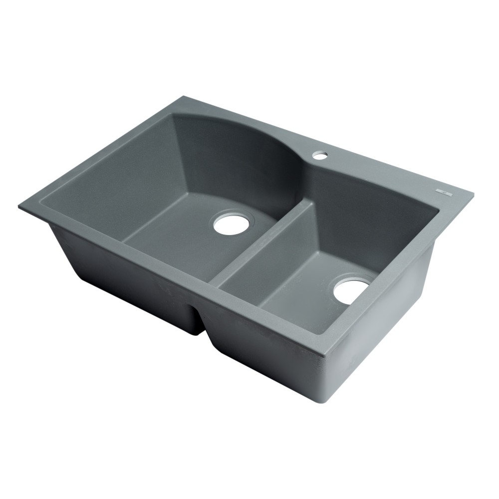 ALFI brand Titanium 33" Double Bowl Drop In Granite Composite Kitchen Sink ALFI brand Titanium 33" Double Bowl Drop In Granite Composite Kitchen Sink