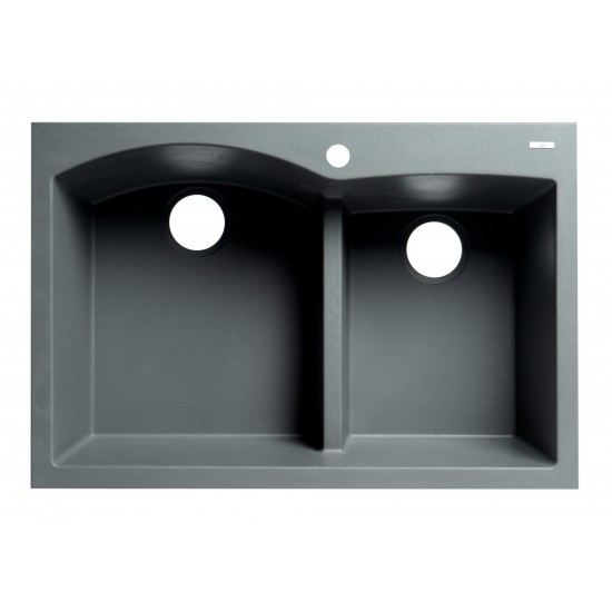 ALFI brand Titanium 33" Double Bowl Drop In Granite Composite Kitchen Sink