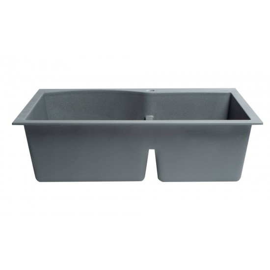 ALFI brand Titanium 33" Double Bowl Drop In Granite Composite Kitchen Sink
