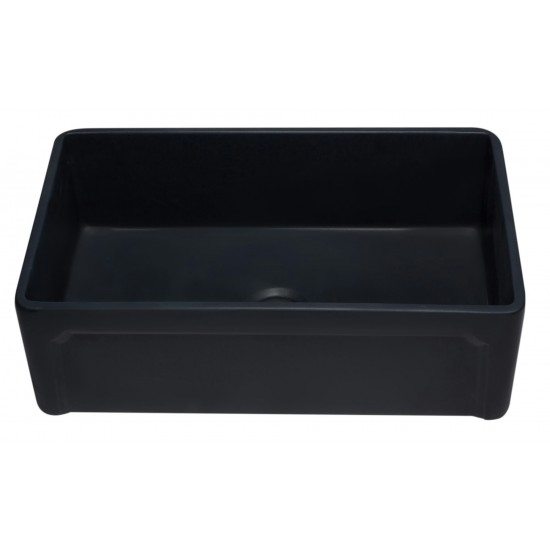 ALFI brand AB3320SB-BM Black Reversible Single Fireclay Farmhouse Kitchen Sink