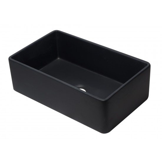 ALFI brand AB3320SB-BM Black Reversible Single Fireclay Farmhouse Kitchen Sink