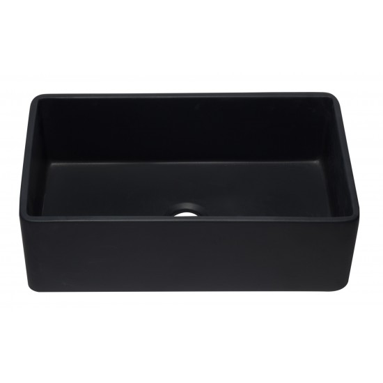 ALFI brand AB3320SB-BM Black Reversible Single Fireclay Farmhouse Kitchen Sink