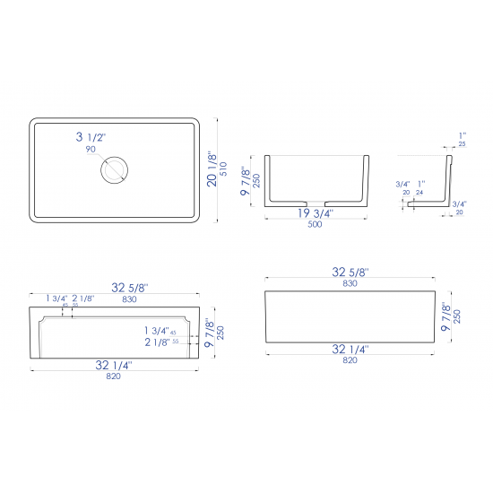 ALFI brand AB3320SB-BM Black Reversible Single Fireclay Farmhouse Kitchen Sink