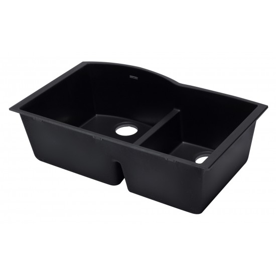 ALFI brand Black 33" Double Bowl Undermount Granite Composite Kitchen Sink